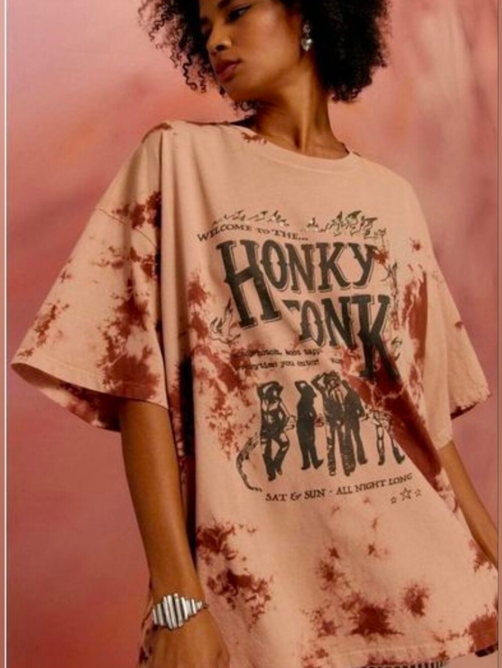 DAYDREAMER Welcome to the Honky Tonk Western Graphic Tee NEW One Size Cloud Wash